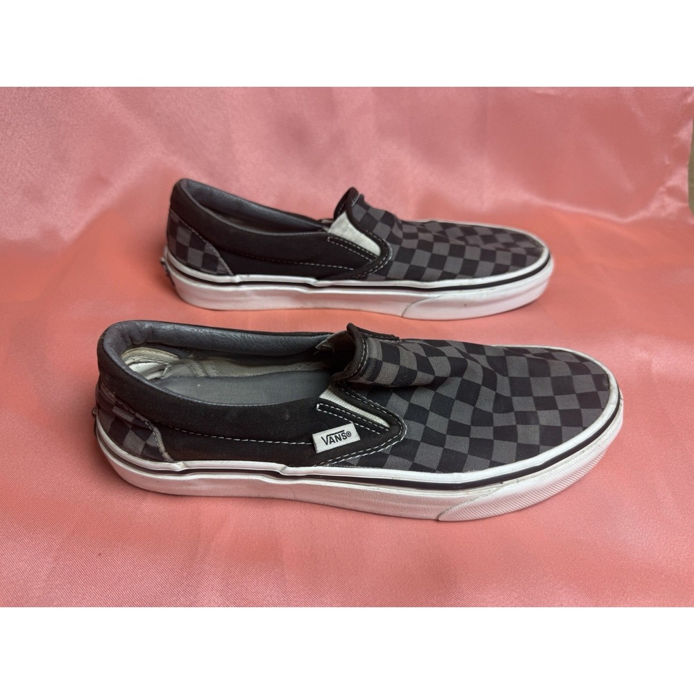 Vans Classic Slip-On Black Gray Checkerboard Canvas Shoes Women's 9.5 Men 8 - Picture 2 of 6
